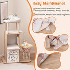 PETSITE 47 inch Basketball Series Cat Tree, Multi-Level Cat Tower with Jute Scratching Posts, 2-Story Cat Condo, 2 Perches, Basketball Hoop Hammock, Padded Cushions, Modern Cat Tree Tower