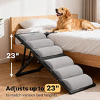 Veehoo Dog Ramp for Bed Couch Height Adjustable from 17" to 23", Foldable Stairs for Dogs to Get on Bed 17" Extra Wide, Portable Pet Doggie Steps Indoor with Non Slip Pad, Support up to 150 lbs