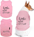 Parisian Pet Dog Shirt – 100% Cotton Shirts for Large Dogs – Sleeveless Miss Attitude Pink Puppy Clothes – Breathable and Soft Girl Dog Clothes - Stretchy Pet Apparel - Summer Tshirts for Dogs