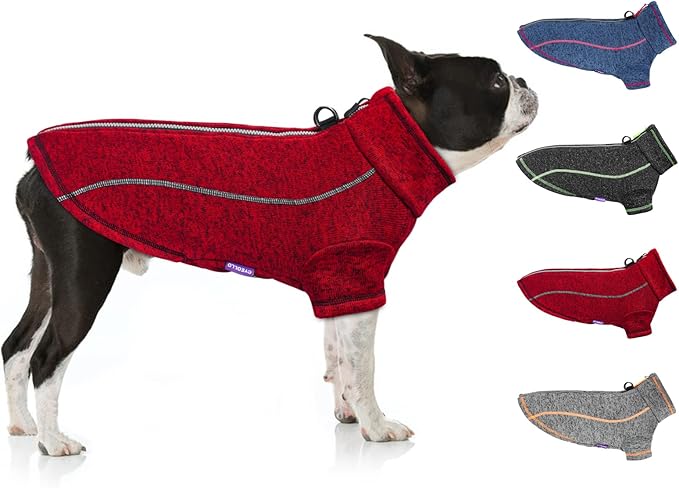 cyeollo Dog Sweater Coat Zipper up Fleece Reflective Jackets with D Ring Warm Clothes Sweaters for Small Dogs Apparel