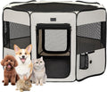 PETSFIT 45.5" Dog Playpen with Dual Zipper Doors –Sturdy Foldable Pet Playpen for Large & Medium Dogs with Removable Mesh Top and Leakproof Bottom
