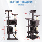 FDW | 54" Cat Tree Tower | Purple Gray | Multi-Level Indoor Activity Center with Sisal Scratching Posts, Condos, Plush Perches, Hanging Cat Toys | Sturdy, Easy to Assemble | for Kittens & Adult Cats