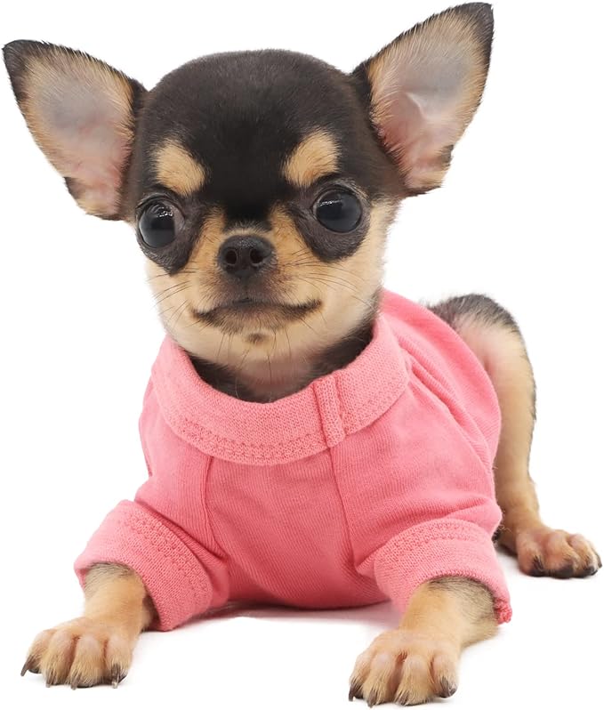 LOPHIPETS 100% Cotton Dog Tee Shirt for Small Dogs Teacup Chihuahua Yorkie Puppy Clothes-Pink/XS