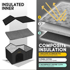 Rest-Eazzzy Cat House for Outdoor Cats, Weatherproof and Insulated Feral Cat House with Mat and Clip, Easy to Put Together, Selfwarming Cat Shelter for Winter (Black, Waterproof House-L)