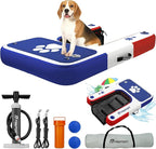 FBSPORT Inflatable Dog Boat Ramp Floating Dock Water Ladder for Pool, Boat, Non-Slip EVA Floating Ladder Pool Ramp for Dog Up to 220 LBs, Safe & Easy Access