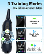 2-in-1 Dog Shock Collar and Bark Collar for Dogs – 3300FT Dog Training Collar with Remote, IP67 Waterproof e Collar with Anti-Bark/Beep/Vibration/Shock Modes for Small Medium Large Dog(8-120Lbs)