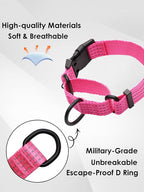 Martingale Dog Collar, Reflective No Pull Training Collar with Quick Release Buckle, Adjustable Heavy Duty Nylon Choker Collars for Small Medium Large Dogs(S,Pink)