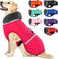 QBLEEV Warm Dog Coat Reflective Dog Jacket, Waterproof Dog Winter Coat Turtleneck Dog Clothes for Cold Weather, Thick Fleece Dog Snowsuit Christmas Dog Vest Pet Apparel for Small Medium Large Dogs XL