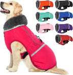 QBLEEV Warm Reflective Jacket, Waterproof Winter Coat With Turtleneck for Cold Weather, Thick Fleece Snowsuit Christmas Vest Pet Apparel for Small Medium Large Dogs 2XL