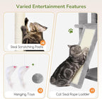 Globlazer Extra Large Cat Tree, 78 inch Sturdy Tall Cat Tree Tower for Indoor Multiple Large Adult Cats Kittens with 6 Scratching Posts, Enlarged Top Perch, 2 Padded Condos, S78G, Light Grey