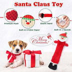 Christmas Dog Toys 8 Pack - Santa Squeaky Plush Chew for Puppy, Durable Interactive Rope for Teething, Treating Ball and Bone Rubber for Small Dogs