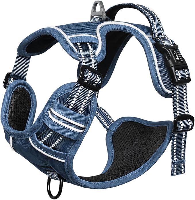 HEELE Dog Harness for Medium Dogs No Pull Dog Vest Harness with Soft Padded Handle Reflective for Outdoor Training, Royal Blue, M