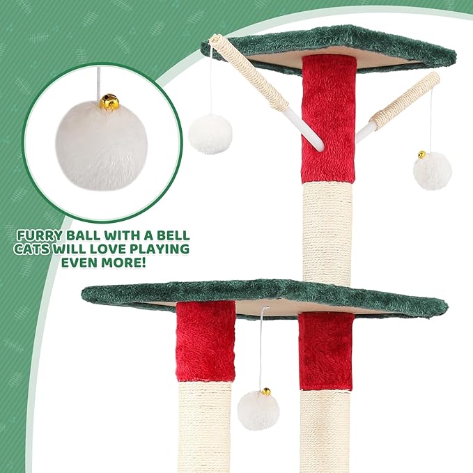 Magshion 54" Cat Tree for Indoor Cats, Sturdy Cat Tower for Cats 20 lbs+, Multi-Level Climbing Tower with Scratching Posts, Ladder, Condo, Top Perch and Hanging Toy