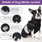 SUNFURA Dog Coat for Large Dogs, Warm Pet Jacket Winter with Harness Built in, Waterproof Pet Snow Jacket with Furry Collar, Reflective Fleece Snowsuit for Extra Large Dogs, Black XL