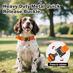 Joytale Tactical Dog Collar for Medium Dogs with Control Handle, Heavy Duty Military Training Collar for Power Breeds, AirTag Holder Case, Quick Release Metal Buckle, Soft Padded, M, Orange