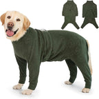 Dog Coats Autumn Winter Jumpsuit for Large Medium Dogs, Warmer Polar Fleece Dog Bodysuit Lightweight Pajamas, Pullover Stretchy Cold Weather Clothes (Dark Green, 7XL)