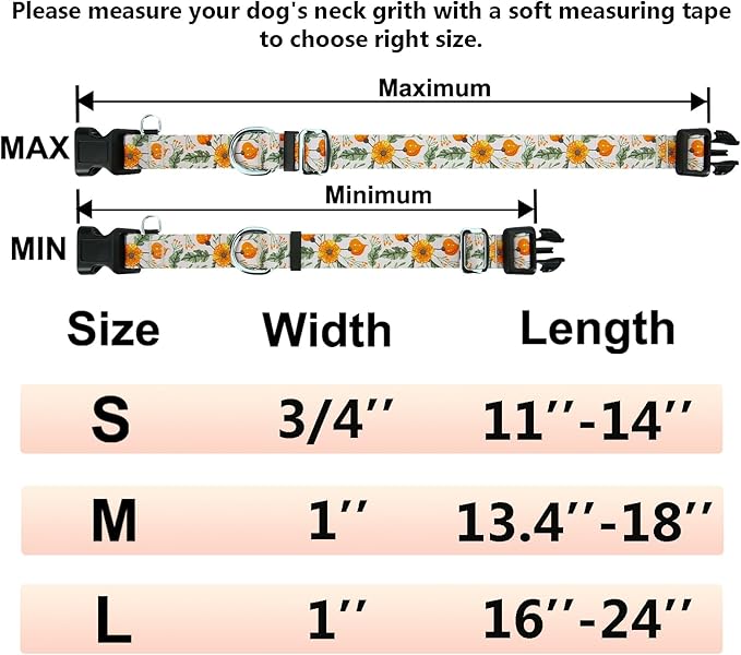 Martingale Collar for Dogs with Buckle Anti Pull Adjustable Nylon Limited Slip Training Dog Collars (Beige Floral, Medium)