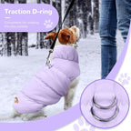 Winter Warm Dog Jacket for Small Medium Dogs Cat Cold Weather Coats with Harness Paded Dogs Fleece Vest Waterproof Windproof Dog Snow Jacket Pet Puppy Clothes (Purple,XXL)