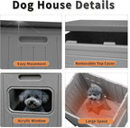 Rockever Dog House Outdoor Indoor for Small Medium Dogs, Insulated Dog House with Mat, Plastic Elevated Outdoor Dog House Waterproof Dog Kennel with Window, Clean Easily(M & Mat)