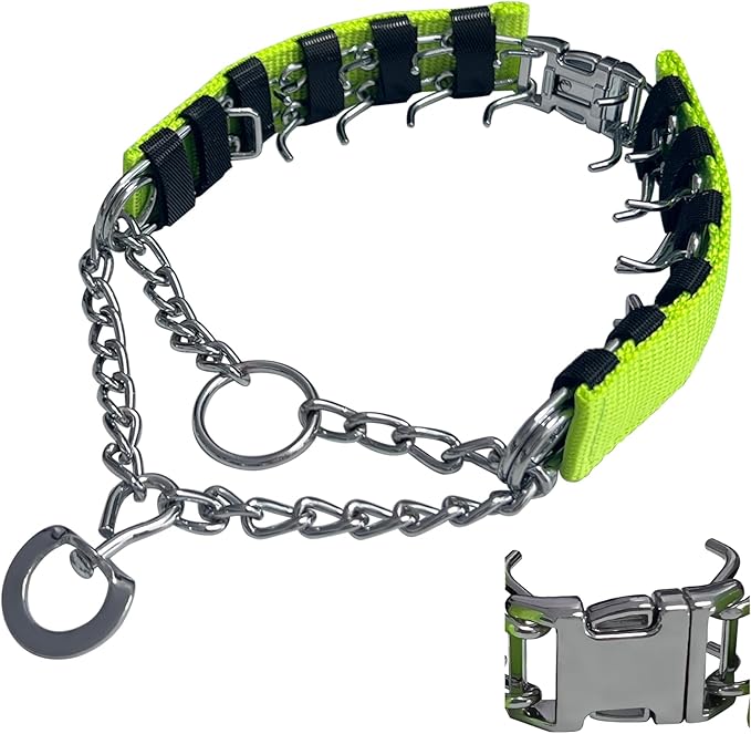 Prong Training Collar for Dogs, Adjustable Dog Pinch Collar with Quick Release Buckle, No Pull Collar for Small Medium Large Dogs, Extra Link and Caps