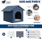 Outdoor Cat House Weatherproof, Insulated Cat Dog Houses for Outdoor/Indoor Cats for Winter, Waterproof Feral Stray Cat Shelter with Warm Cushion for All Seasons, Easy to Assemble, Navy Blue