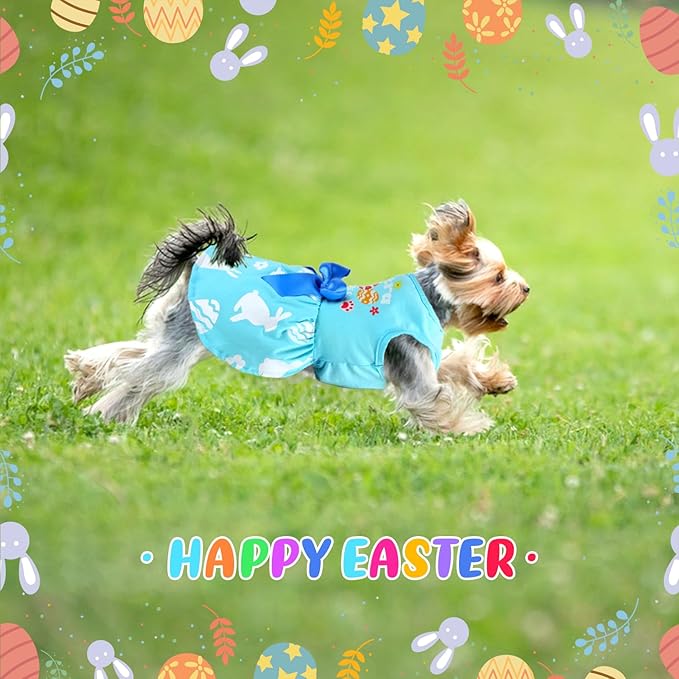 Dog Easter Outfit - Cute Happy Easter Day Dress - Bunny Eggs Easter Dog Cat Clothes - Pink Tulle Pet Doggie Apparel - Outfit with Bowknot - Small Dogs Puppy Cat Girl Costume