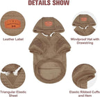 BEAUTYZOO Small Dog Hoodie Sweater with Pockets, Dog Clothes for Small Medium Dogs Boy Girl, Waffle-Like Laminated Cotton Pet Coats with Hat and Leash Hole, Khaki L
