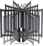 LZRS 4-Panel Wooden Free Standing Foldable Dog Gate Indoor – 24" High, Extra Wide Step-Over Safety Pet Gate for Doorways, Stairs, Hallways, Large Spaces & Playpen for Puppies Indoor Use, Black