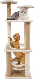 5-Tier Large Cat Tree Condo with Scratching Posts & Play Ball, Cats Tree Tower Cat Shelves Cat Towers House for Indoor Cats with Jump Platform Ideal Cat's Climbing Frame & Playhouse