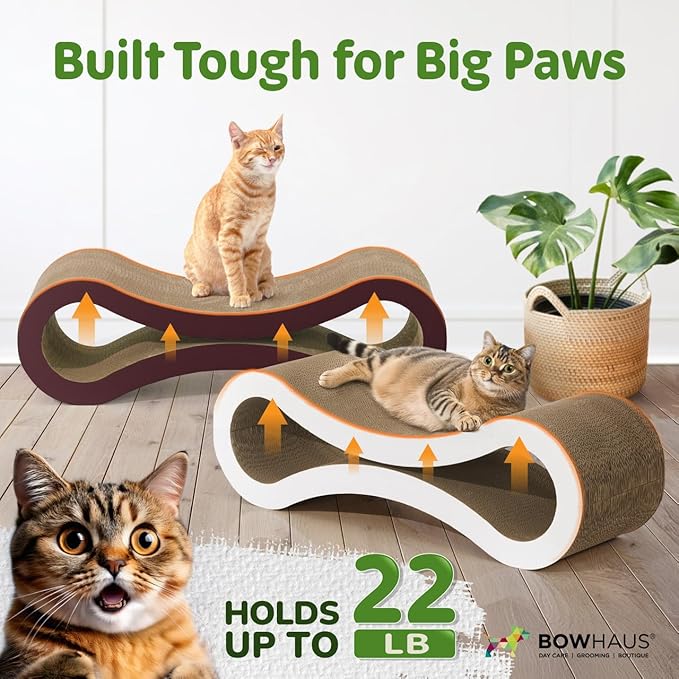 CAPHAUS Infinity Cat Scratcher Lounger, Reversible Scratcher, Large Cat Scratching Pad, Cat Scratching Board, Scratch Pad for Indoor Cats, Brown