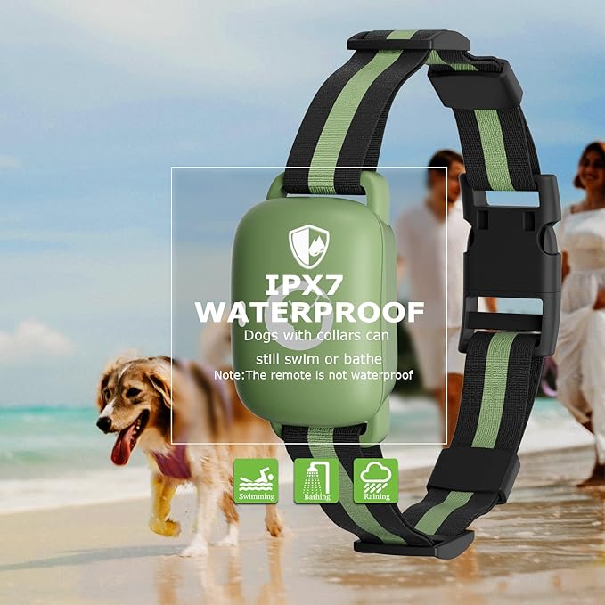 Dog Training Collar, Beep, Vibration, and Shock Modes for Effective Training. Waterproof Dog Training Collar with Security Lock, for Small Medium Large Dogs (Green)