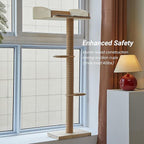 Cat Window Perch with Tall Scratching Posts, Inside 48 in Tall Climbing Tree Hammmock Mounted with Suction Cups for Climbing, Bird Watching, and Play, Supports 45 lbs