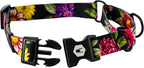 Wolfgang Heavy Duty Martingale Dog Collar with Quick Release Nylon Buckle for Walking & Training, DarkFloral Print, Large