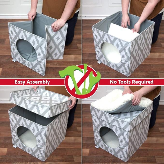 Kitty City Indoor Cat Cube Furniture, White Cube
