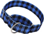 1.5 Inches Martingale Collar for X-Large Dogs,with Special Blue Plaid Design, Adjustable Premium No Slip Collar for Girl Boy Dogs(Blue Plaid XL)