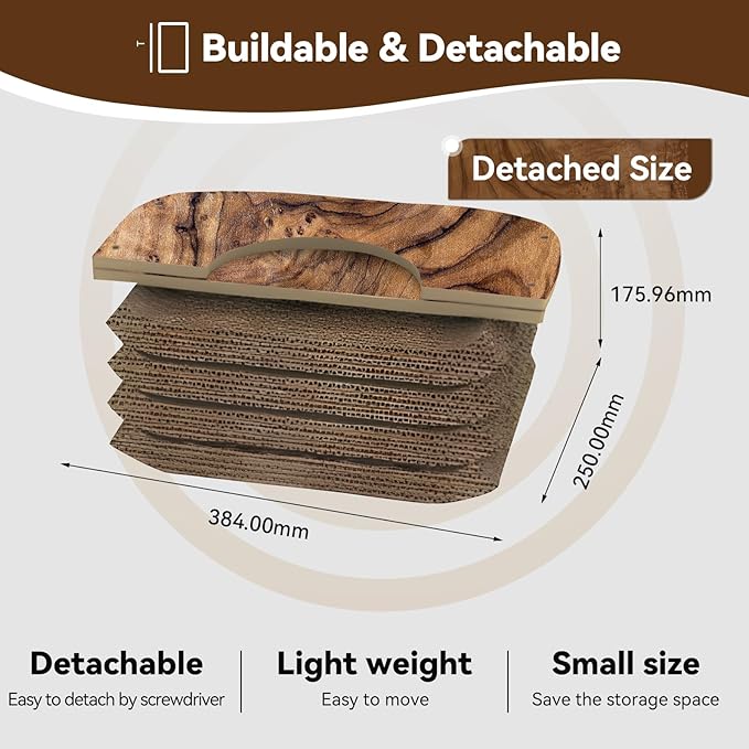Cat Scratcher House, Cozy Cardboard Design, Safe and Secure for Kittens, Eco-Friendly, Wood Grain (Square)