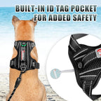 BARKBAY No Pull Dog Harness Large Reflective Dog Harness with Front Clip and Easy Control Handle for Walking Training Running with ID tag Pocket(Black,M)