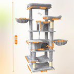 Light Gray 68 Inches Multi-Level Large Cat Tree, Cat Tree Tower for Indoor Cats Large Adult with Condo/Cozy Plush ‌Pussycat Perches/Sisal Scratching Posts for Cats to Play and Sleep