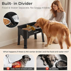 URPOWER Mess Proof Elevated Dog Bowls, High Wall Splash Guard Design, 4 Height Adjustable Raised Bowl Stand, 2 Stainless Steel Bowls, Non-Slip Food Water Set for Small Medium Large Dogs