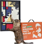 Decorative Wall Art Cat Scratcher for Vertical Scratching, 14"x20" Framed Sisal Scratch Pad Mat with Renter-Friendly No-Drill Wall Mounted Setup, Durable Alternative to Cardboard (Mondrian's Cat)