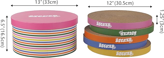 CSR1012A Kate 12" Modern Patterned Cardboard Reversible Cat Scratcher Pad in Box with Catnip, Multi-Colored (5-Pack)