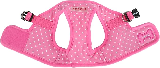 Puppia Dotty Step-in Vest Dog Harness No Pull No Choke Easy Wear Training Walking for Small Dog, Small, Pink