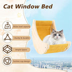 Cat Window Bed, Window Seat for Cats Inside, Wooden Half Moon Shaped Cat Window Perch with Strong Suction Cups for Sleep and Watch Birds