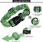 ARING PET Soccer Dog Collar, Cute Green Doggy Collars with Quick Release Buckle for Puppy Small Medium Large Boy Girl Dogs-S