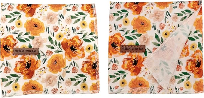 Elegant little tail Dog Bandanas - 1Pack Floral Print Washable Dog Scarf Female Square Bib Kerchief Scarf Adjustable Pet Bandana for Small Medium Dogs