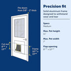 PetSafe Freedom Aluminum Pet Door for Dogs and Cats, Medium, White, Tinted Vinyl Flap