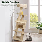 43-Inch Cat Tree,Cute Cloud Cat Tree for Kittens & Small Cats Under 6 Months 9lbs, Cat Tower with Scratching Post, Double Condos, Plush Hammock & Dangling Toys, Beige