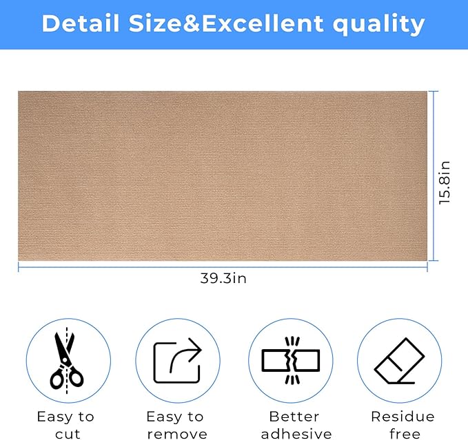 Cat Carpet remnants Cat Scratching Mat Trimmable Self-Adhesive Carpet DIY Climbing Scratcher Scratch Furniture Protector Covering Posts (39.3" x 15.8" Beige)