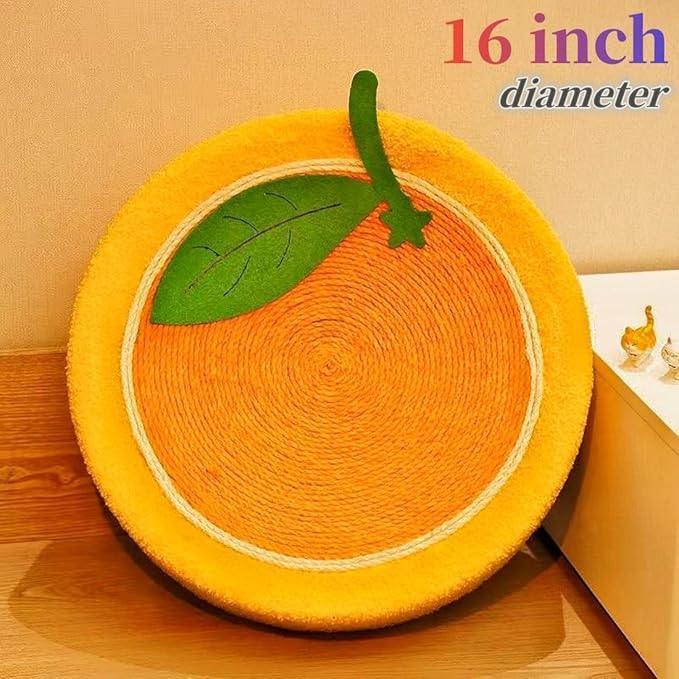Fruit Cat Scratcher, Orange Round Cat Bed, Sisal Cat Scratcher, Wear-Resistant, Indoor Use