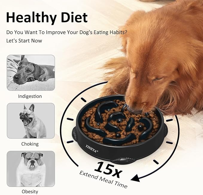 4 Cups Slow Feeder Dog Bowls Large Breed, Anti-Choking Pet Supplies, Maze Dog Food Bowl, Puzzle Feeder That Slow Down Eating 2PCS